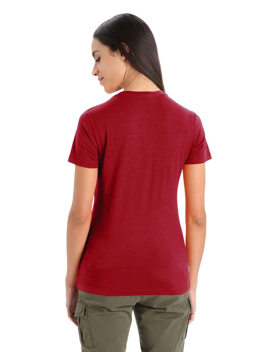 Cherry Women's Icebreaker Merino Tech Lite II Short Sleeve T Shirts | USA 1576MQZA